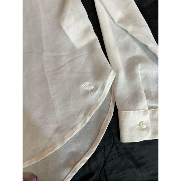 Abercrombie Kids Top Girl Size Medium Ivory Floral Lace Button-Down Shirt Blouse - Picture 3 of 10